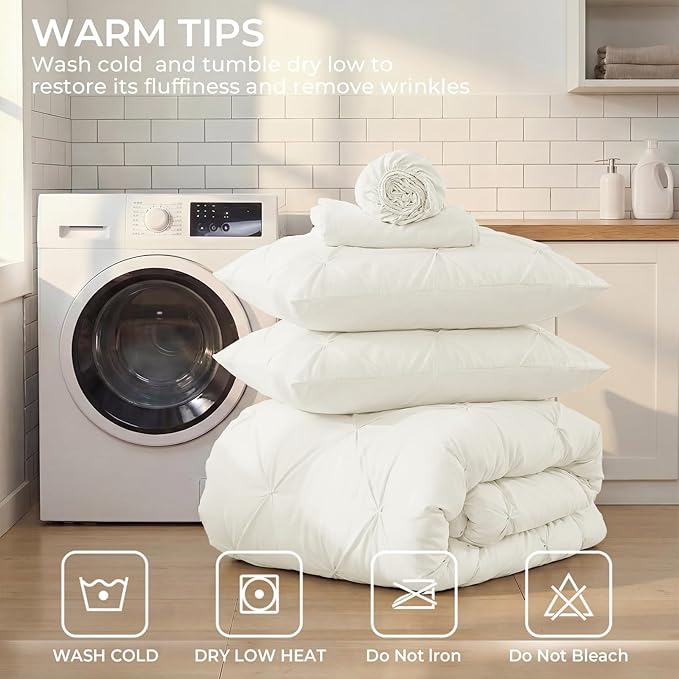Sasttie Twin XL Comforter Set, 5-Piece Bed in a Bag, Pintuck Bedding Sets - Image 9