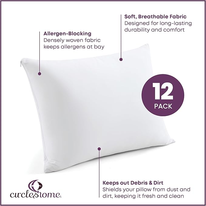 CirclesHome Pillow Protectors 12 Pack Queen Zippered - Image 2