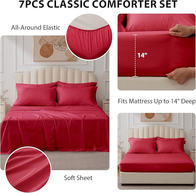 Queen Comforter Set Red - Image 2