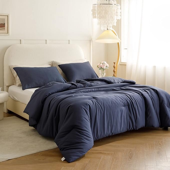 ROSGONIA King Size Comforter Set Navy Blue, All Season Bedding Soft Lightweight - Image 4