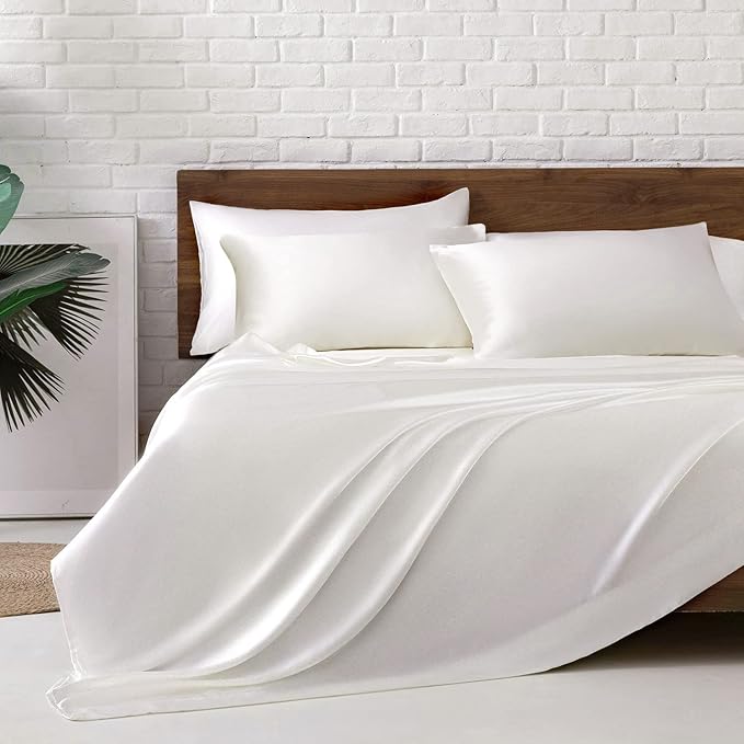 MR&HM Satin Bed Sheets, King Size Sheets Set by MRHM