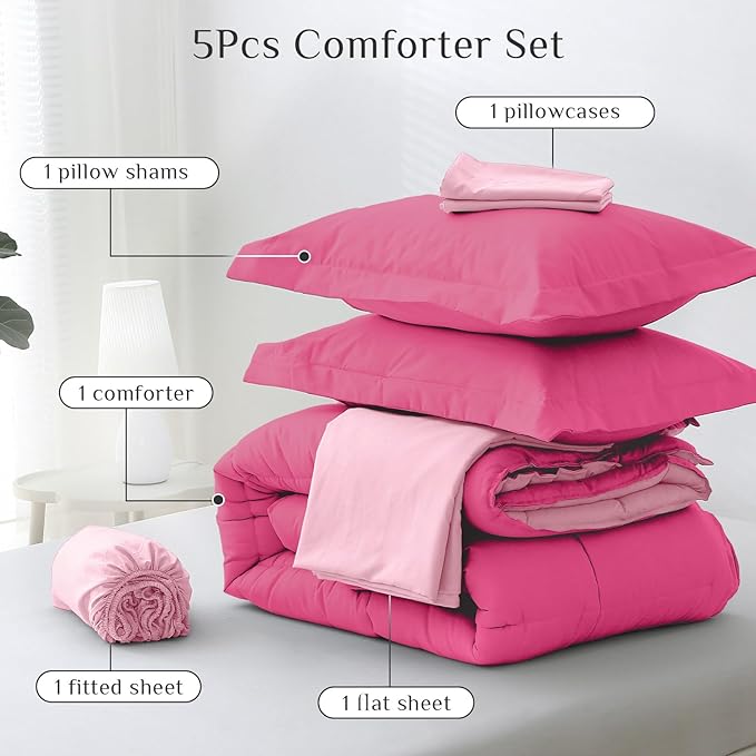 JOLLYVOGUE Twin XL Comforter Set, Ultra-Soft Bed in a Bag Twin XL Size 5 Pieces - Image 5