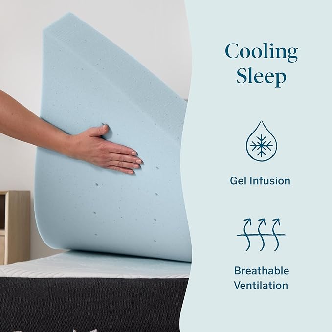 Lucid 3 Inch Memory Foam Mattress Topper, Twin XL Size – Cooling Gel Bed Topper - Image 2