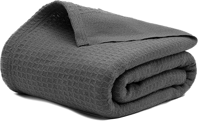 Salt Earth 100% Cotton Throw Blanket, King, 106"X92" Waffle Throws for Home, Bedrooms, Outdoor & Office Couch, Modern Room Decor Blankets, Lightweight, All Season Western Blanket (Charcoal Grey)