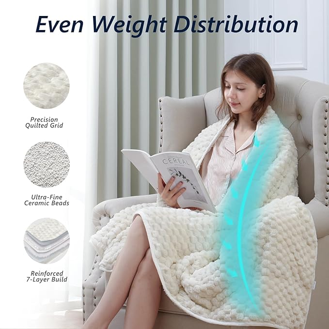 Mr. Sandman Weighted Blankets for Adults Queen Size 15lbs, Warm Sherpa Fleece - Image 4