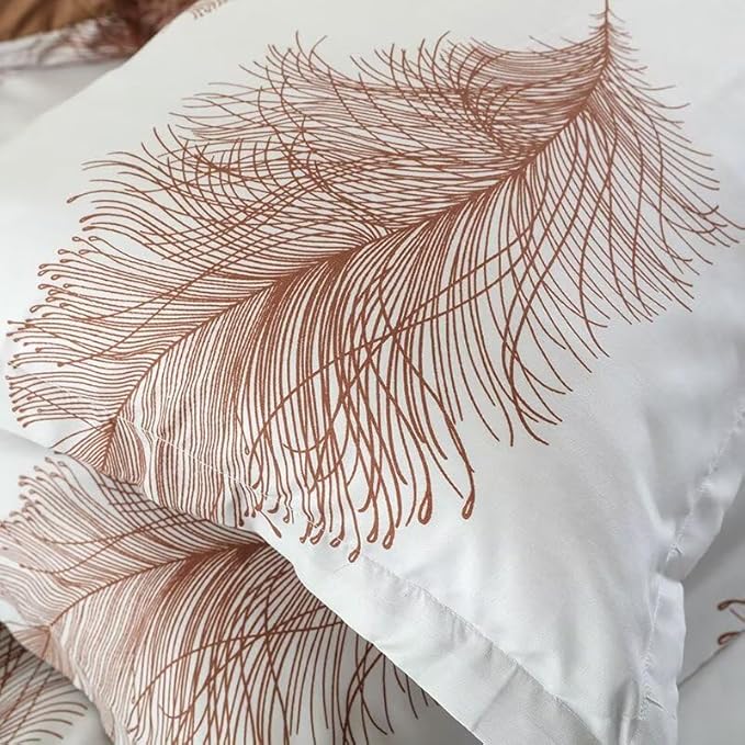 OAITE Duvet Cover Twin Size, Reversible Leaf Brown Duvet Cover Set - Image 4
