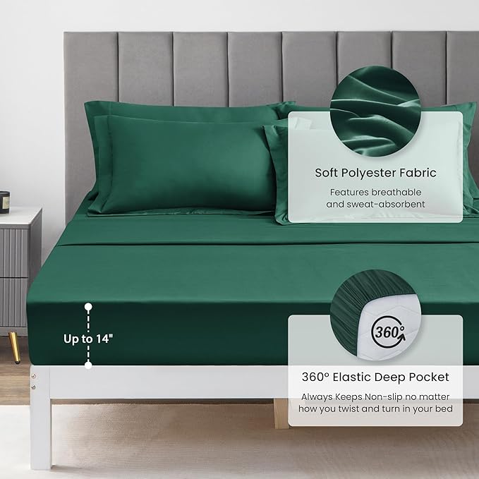 Love's cabin California King Comforter Set Dark Green, 7 Pieces California King - Image 6