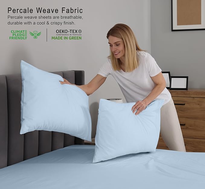RUVANTI 100% Cotton Sheets – Full Size Percale Bedding, Cooling & Breathable - Image 3