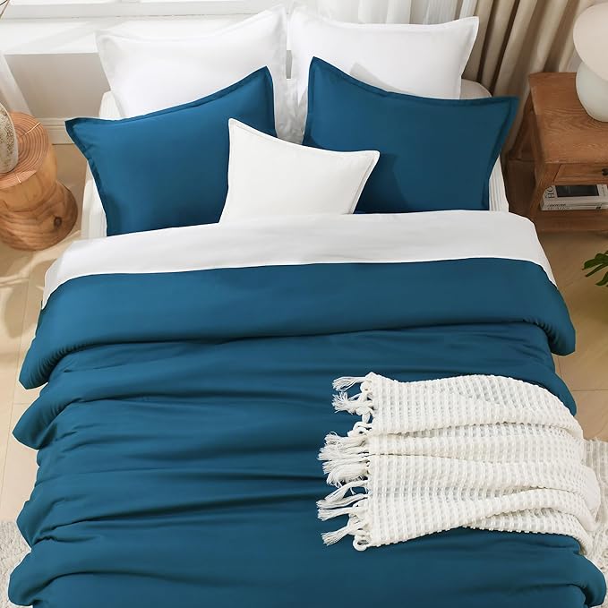 Litanika Teal Comforter King Size, 3 Pieces Turquoise Lightweight Solid Bedding - Image 8