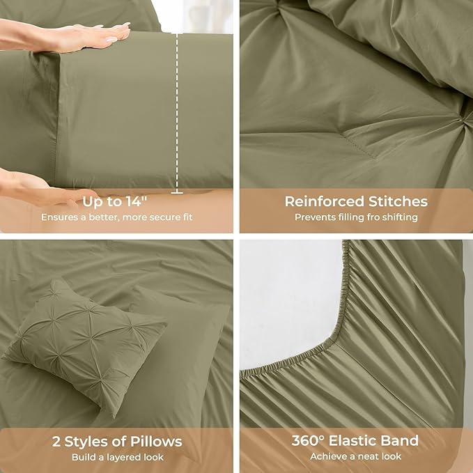 Sasttie King Size Comforter Set, 7-Piece Bed in a Bag, Pintuck Bedding Sets - Image 5