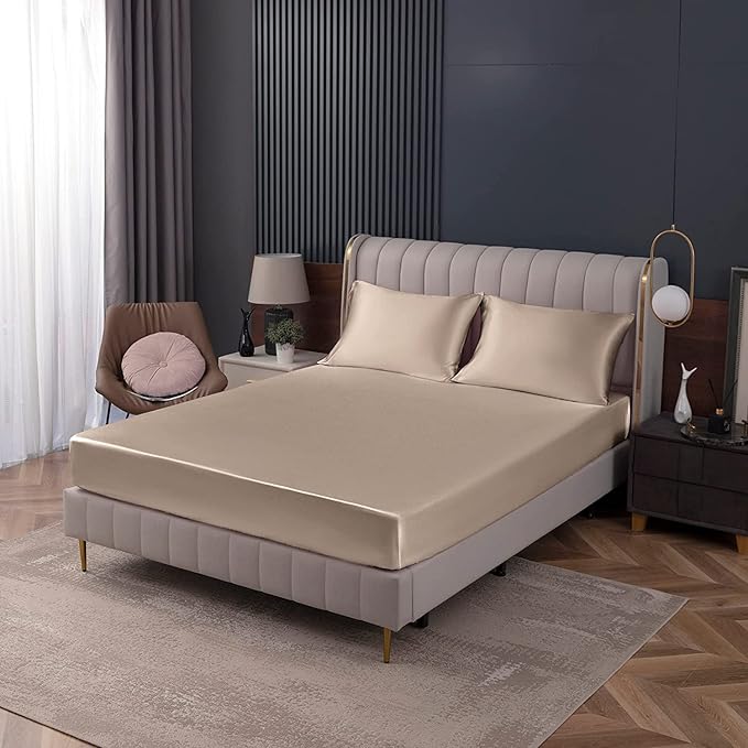 Homiest Taupe Satin Fitted Sheet - Image 9