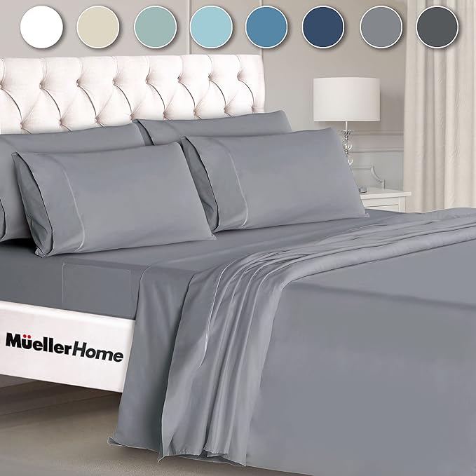 Mueller UltraTemp King Size Sheets Set – 6 Piece Premium Bedding, Silky Soft by Mueller