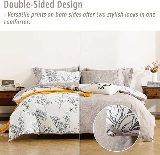 LEMIROE Floral Cotton Comforter King Size 3Pcs - Image 4
