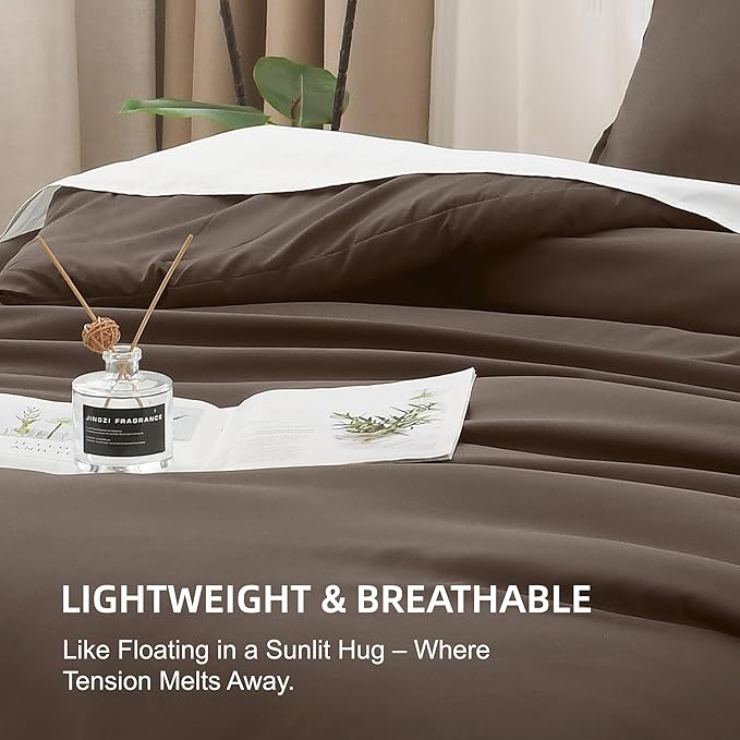 Litanika Chocolate Comforter Set Twin/Twin XL Size, 2 Pieces Solid Bedding - Image 6