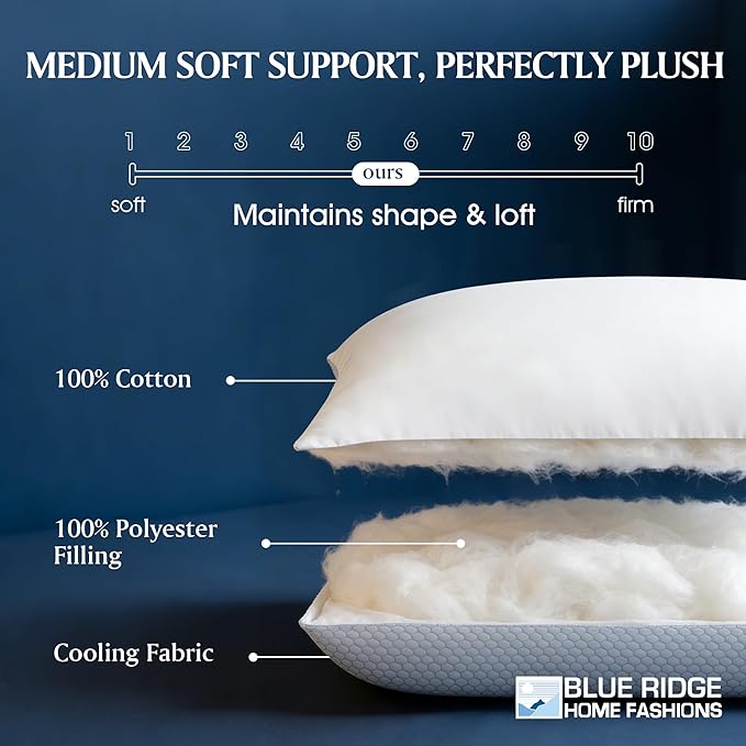 Blue Ridge Home Fashions Cooling Bed Pillows Queen Size Set of 2, Reversible - Image 7
