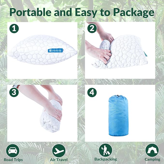 QUTOOL Cooling Pillow for Sleeping, CertiPUR-US Shredded Memory Foam Camping - Image 5