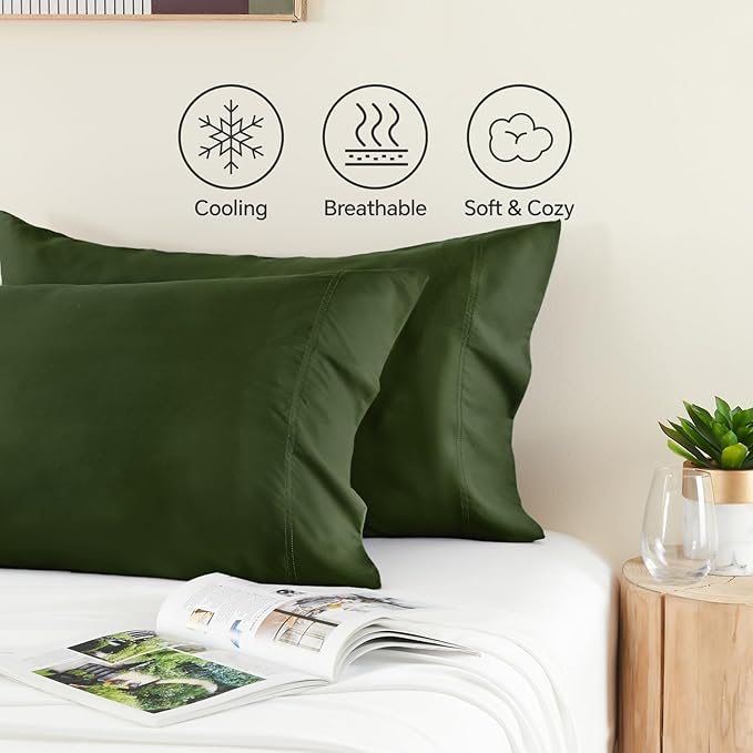 BEDELITE Standard Pillow Cases Set of 2, Rayon Derived from Bamboo, Cooling - Image 4