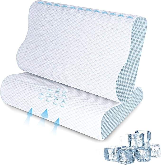 Cooling Pillows Queen Size Set of 2, Memory Foam Bed Pillows by SUFOR