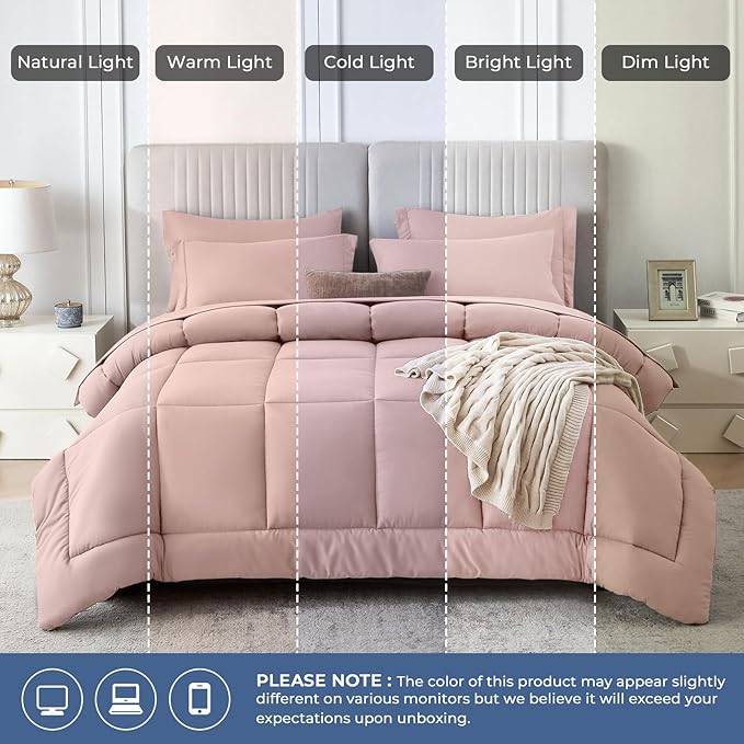Sasttie Full Size Comforter Sets, 7 Pieces Bed in a Bag Full, Complete Bedding - Image 7