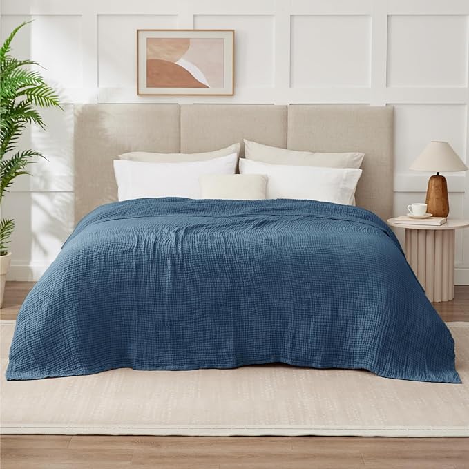 100% Cotton Muslin Blanket California King 120" x 90", 6 Layers Breathable and - Image 5