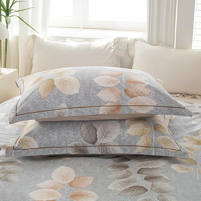OAITE Duvet Cover Set King Size Floral Pattern 500 Thread Count Ultra Soft 100% - Image 6
