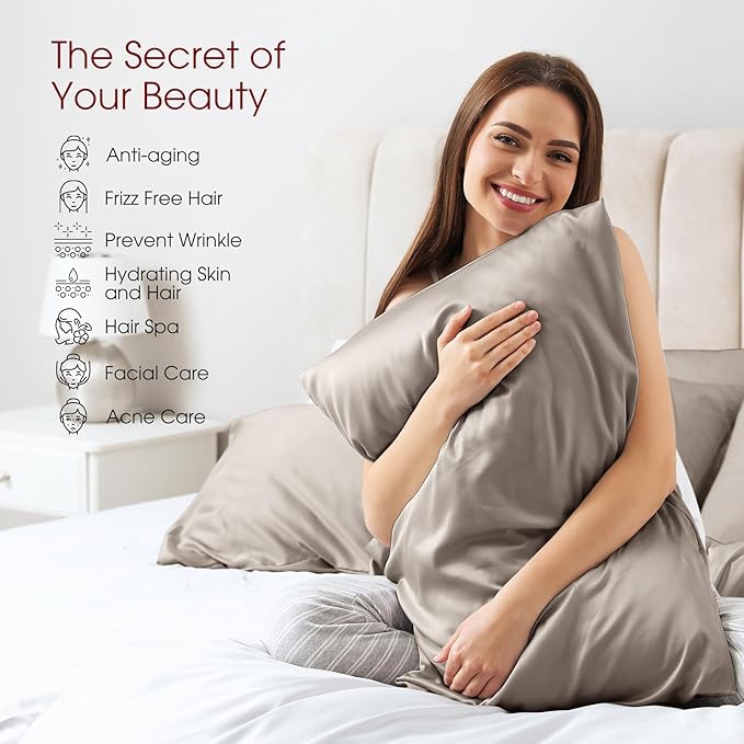 100% Silk Pillow Cases 2 Pack King Size Mulberry Silk Pillowcase - Image 3