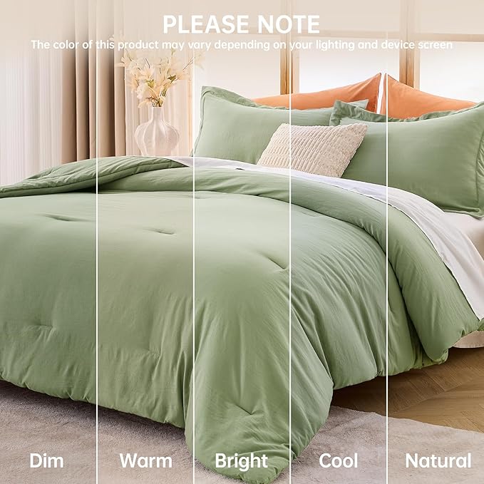 MUXHOMO Green Twin/Twin XL Comforter Set, All Season Ultra Soft Down - Image 9