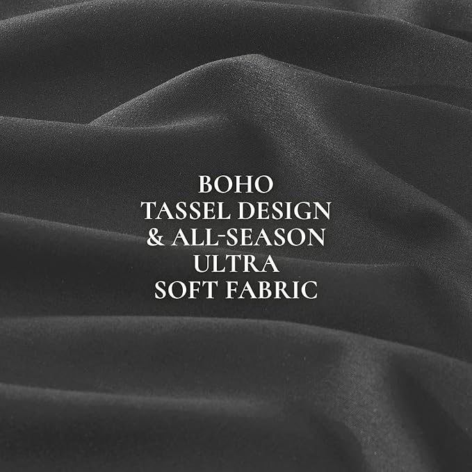 Andency Full Size Comforter Set Dark Grey, 3 Pieces Boho Lightweight Bedding - Image 9
