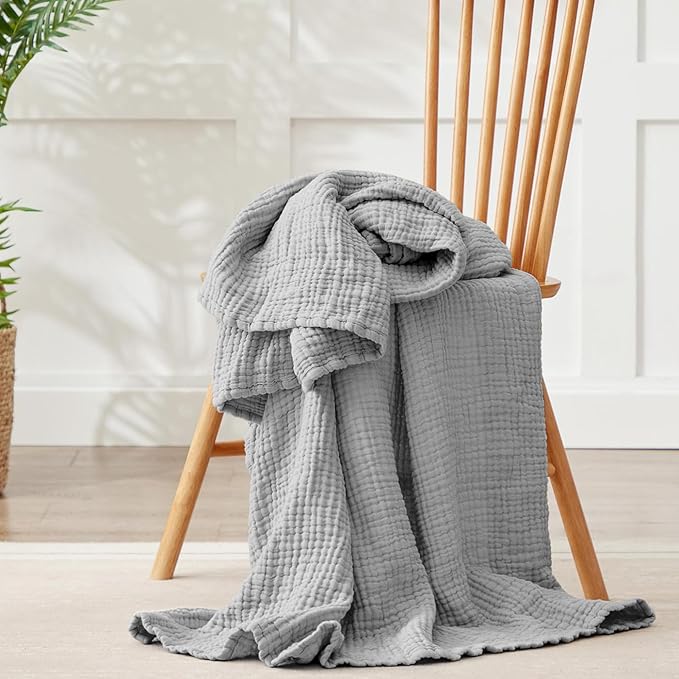 100% Cotton Muslin Blanket Twin 66" x 90", Breathable and Lightweight Cotton - Image 6