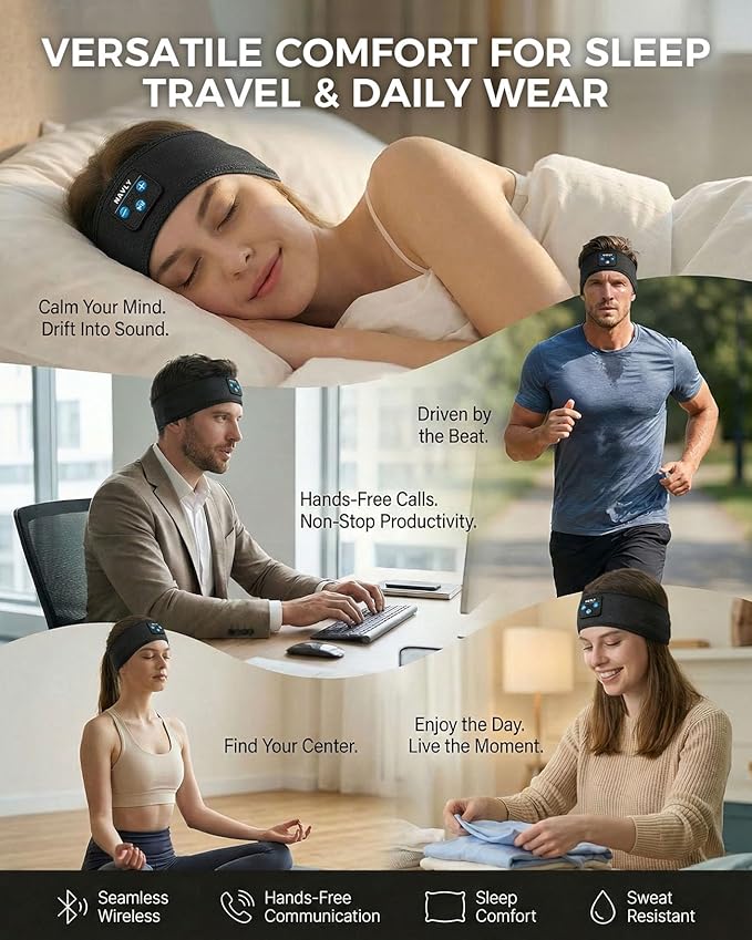 Navly Sleep Headphones for Side Sleepers, Washable Bluetooth Headband - Image 7
