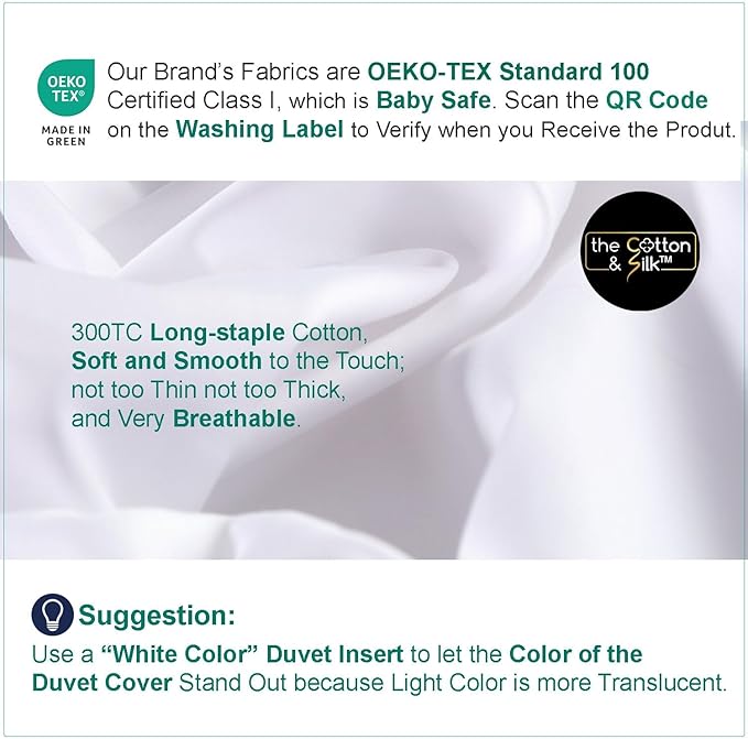 THE COTTON & SILK® 100% Luxury Long-Staple Cotton Duvet Cover Set - Image 7