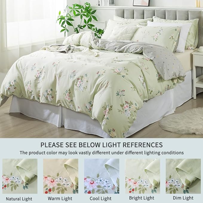 FADFAY Duvet Cover Set King/Cal King Floral Comforter Cover 100% Cotton Girls - Image 5