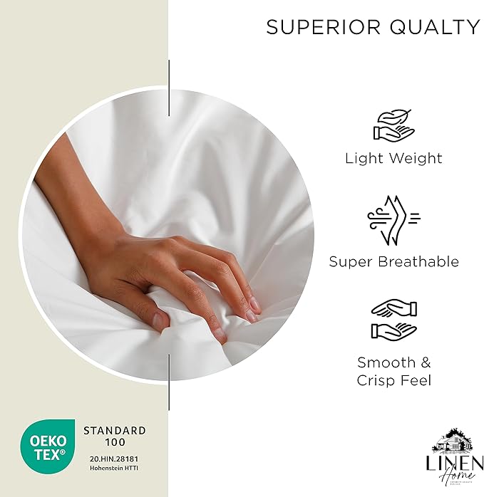 Linen Home 100% Cotton Percale 1 Flat Sheet, King Size - Image 5