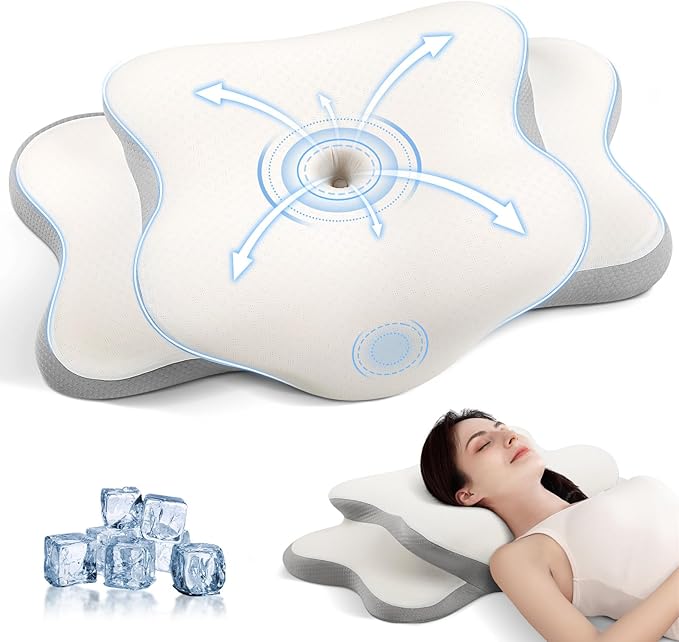 JINXIA Cervical Neck Pillow for Sleeping, Odorless Memory Foam Pillows & Soft by JINXIA