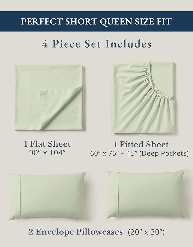 LANE LINEN 100% Organic Cotton Queen Sheet Set, Soft & Breathable Percale Weave - Image 4