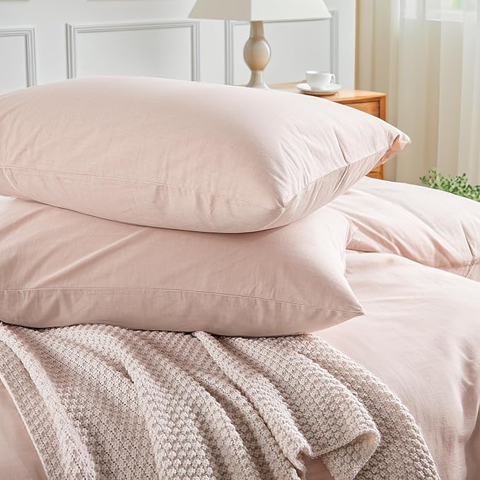 NEXHOME PRO Duvet Cover Set King Size Linen Look Textured Organic Natural 100% - Image 6