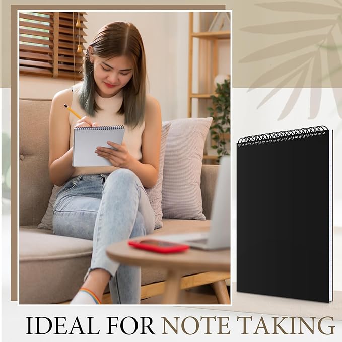 10 Packs 8.5" x 11" Top Spiral Notebook with 3 Hole Punched Legal Pads College Ruled Notepad 50 Sheets Hard Cardboard Paper Wirebound Notepad for Office School Business (White)-DeskoryOffice