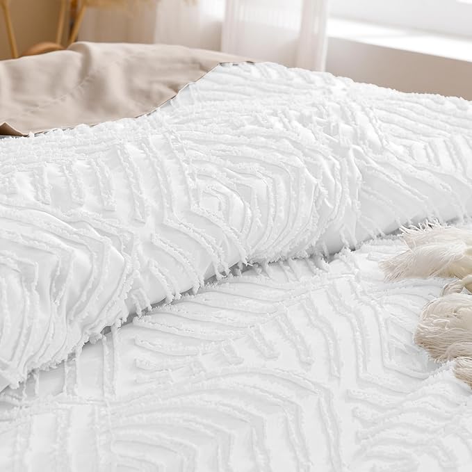 Andency White Oversized King Comforter 120"x98", 3 Pieces White Boho Bedding - Image 5