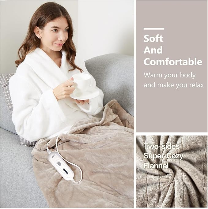 Tefici Electric Heated Blanket Twin, Super Cozy Soft 2-Layer Flannel 62" x 84" - Image 6