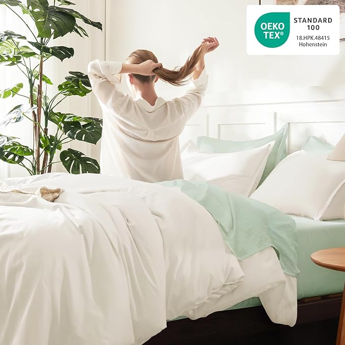 Litanika Comforters Ivory Oversized Queen Size, 3 Pieces Lightweight Solid - Image 4
