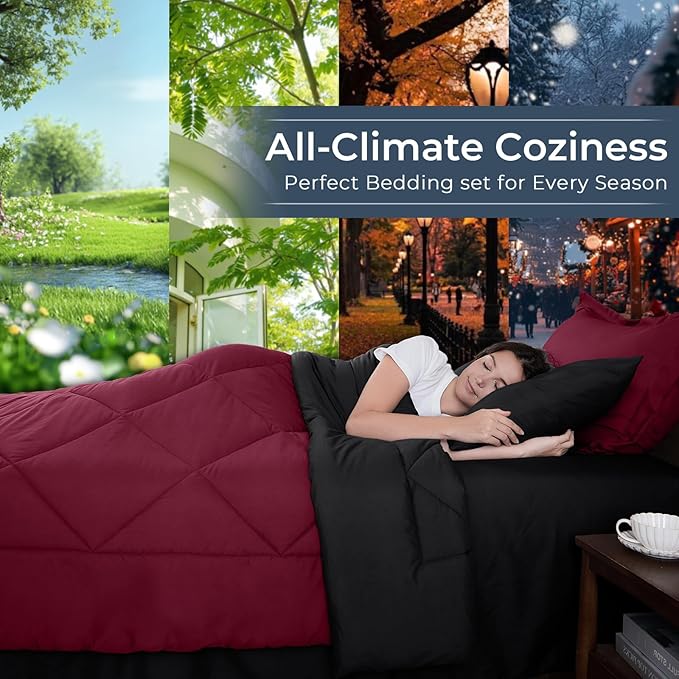 HEVUMYI Red & Black King Comforter Set - Image 3