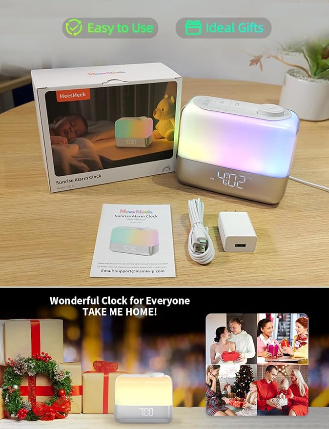 Sunrise Digital Alarm Clock for Bedroom: Wake-up Light, RGB Ambient Night Light - Image 7