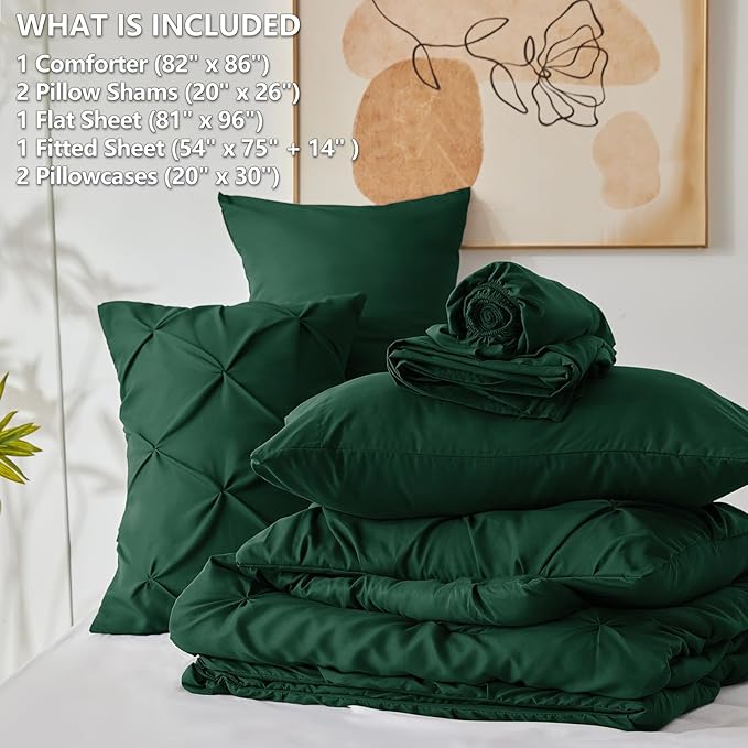 CozyLux Full Size Comforter Sets Emerald Green, 7 Pieces Bed in A Bag Green - Image 7
