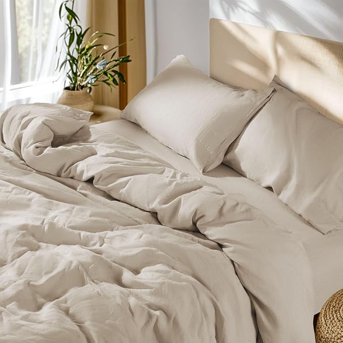 SONORO KATE 100% French Linen Duvet Cover King Size, Soft Breathable by SONOROKATE