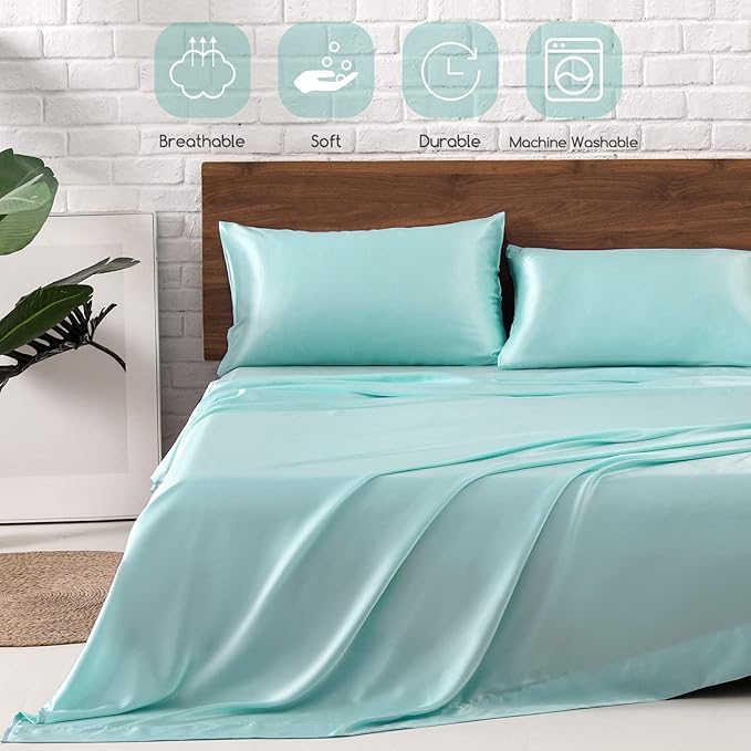 MR&HM Satin Bed Sheets, King Size Sheets Set - Image 5