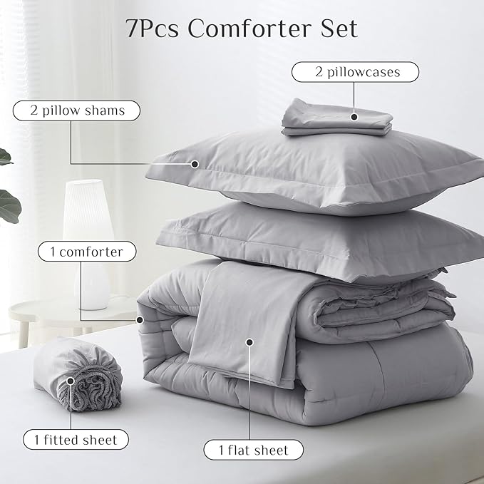 JOLLYVOGUE Queen Comforter Set, Ultra-Soft Bed in a Bag Queen Size 7 Pieces - Image 5