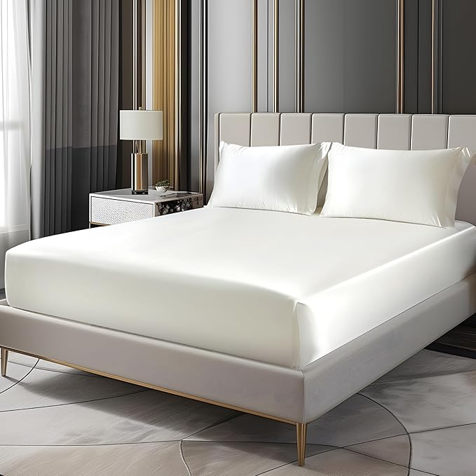 BEDELITE Satin Fitted Sheet and Pillowcases Set, Luxury Soft Similar to Silk by BEDELITE
