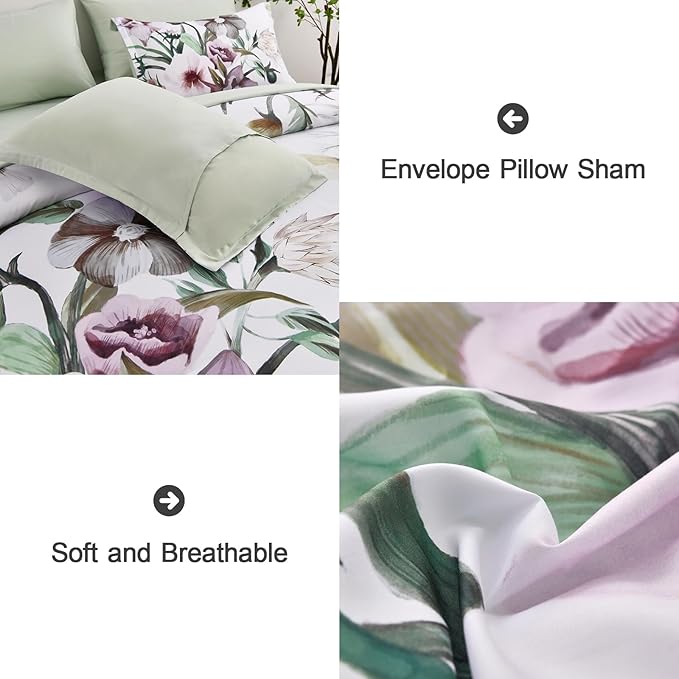 Luxudecor Floral Comforter Set Queen Size 7 Piece, Elegant Floral Comforter - Image 5