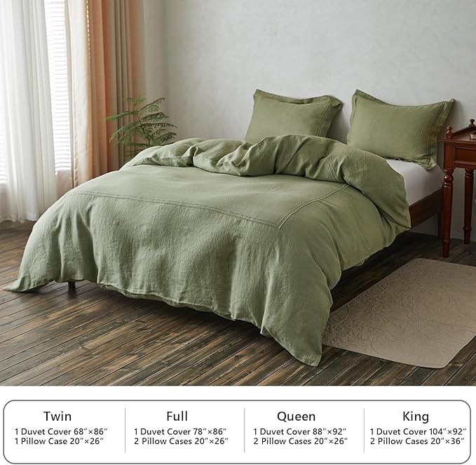 Simple&Opulence 100% Washed Linen Duvet Cover Set 88"x92" - Image 7