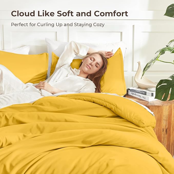 Litanika Mustard Yellow Comforter Set Twin/Twin XL Size, 2 Pieces Lightweight - Image 2